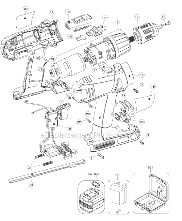 Page A Diagram and Parts List for HPG18K-2 Type 1 Black and Decker Cordless Drill